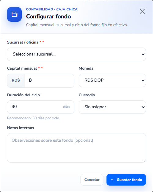 Formulario: Configurar fondo