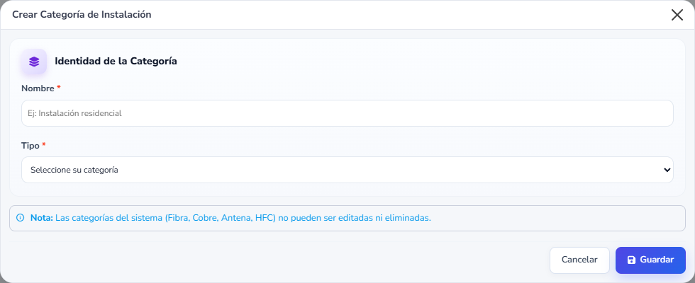 Formulario: Nueva Categoría