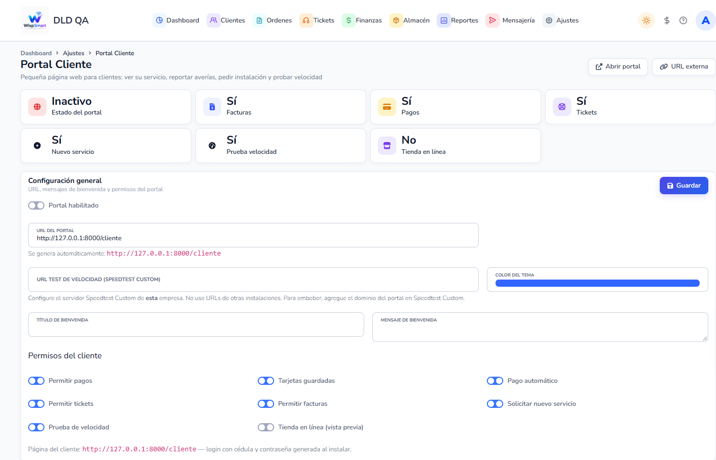 Vista: Portal Cliente