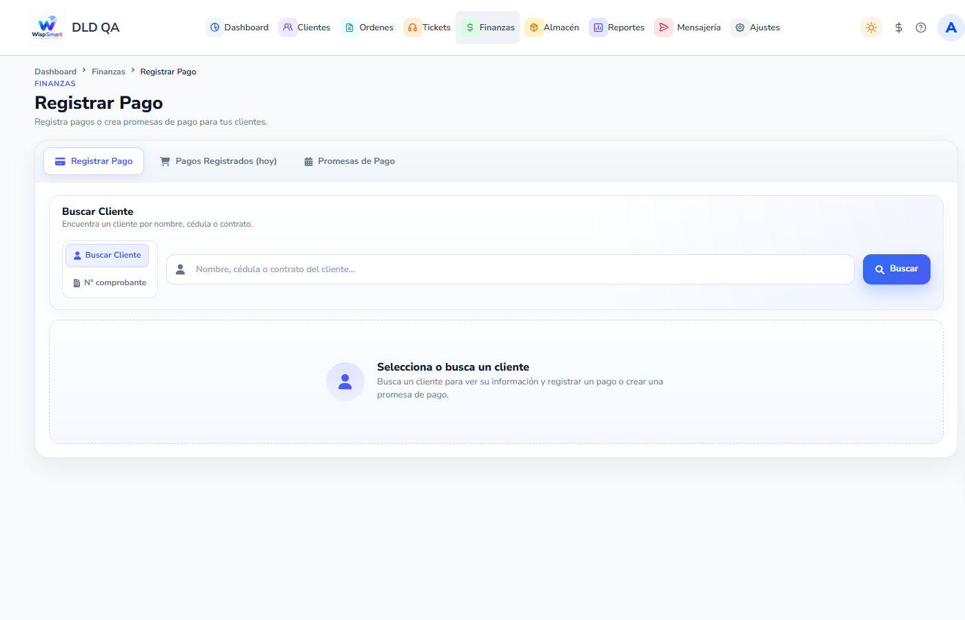 Vista: registrar pago