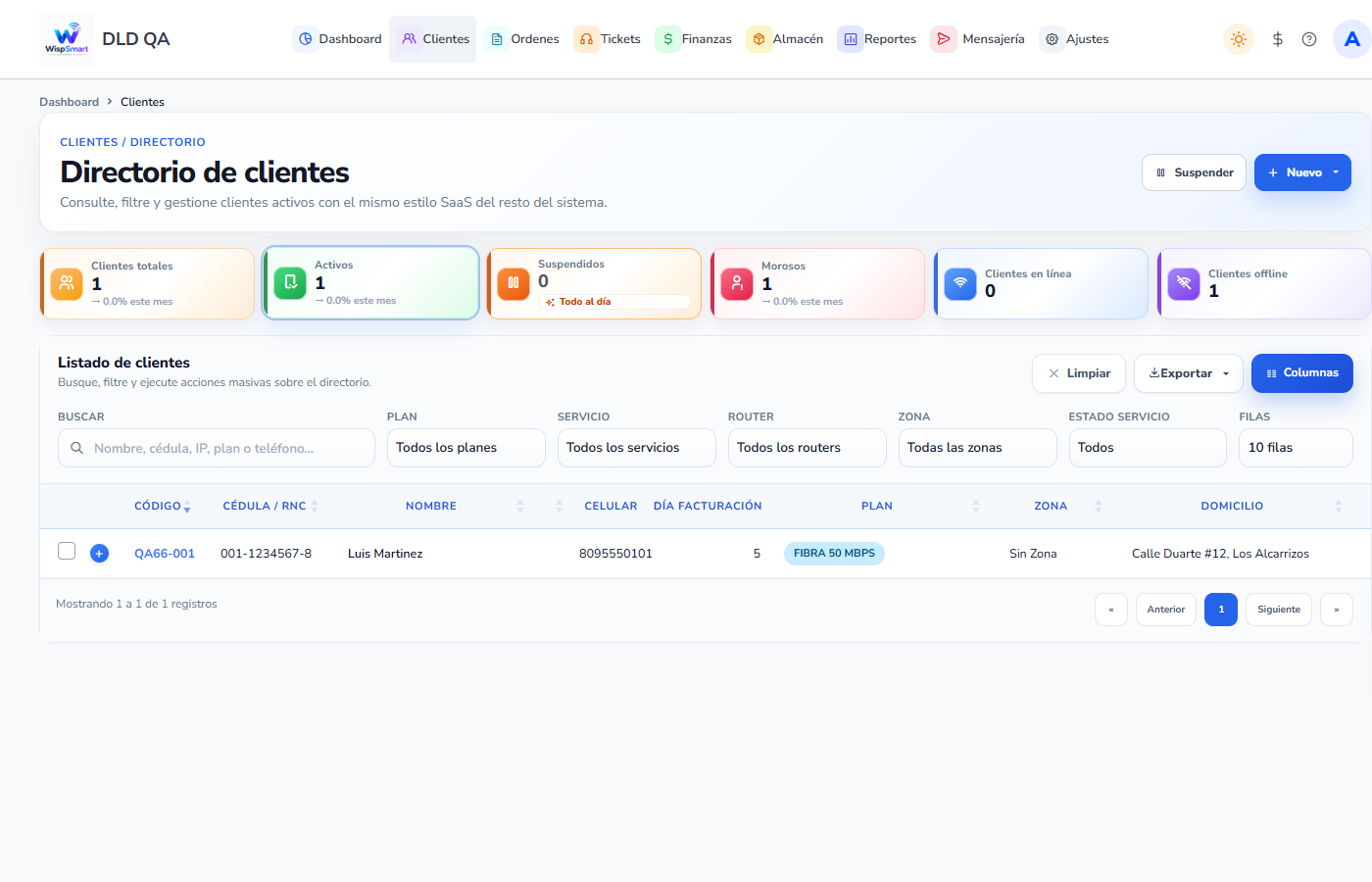 Vista: Traspaso de un servicio a otra persona